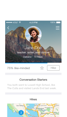 hikewith.me iPhone app - Profile