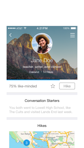 hikewith.me iPhone app - Profile