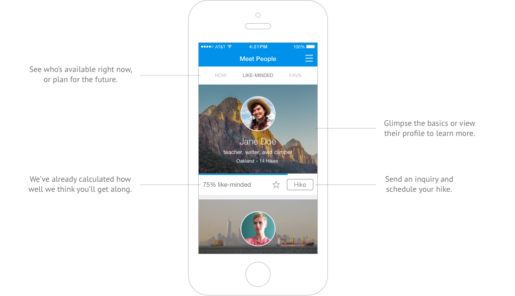 hikewith.me iPhone app - Meet People